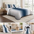thumbnail image 6 of Twin Quilt Set 68''x86'', Gray Navy Blue Lightweight Summer Bedspread Coverlet Set with 2 Pillow Shams, Modern Gradient Geometric Breathable All Season Quilt Bedding for Dorm/Bedroom, 6 of 9