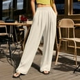 thumbnail image 2 of Women's Casual Pants High Waisted Wide Leg Trousers Straight Pants With Crinkle Design For Daily Wear Outdoor Sports Home Comfort, 2 of 4