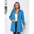 thumbnail image 3 of SWSMCLT Women's Hooded Rain Jackets Waterproof Long Full Zip Coat Rain Coats Outerwear Fall Casual Anoraks Hood Thigh Length Pockets Blue 3X-Large, 3 of 5