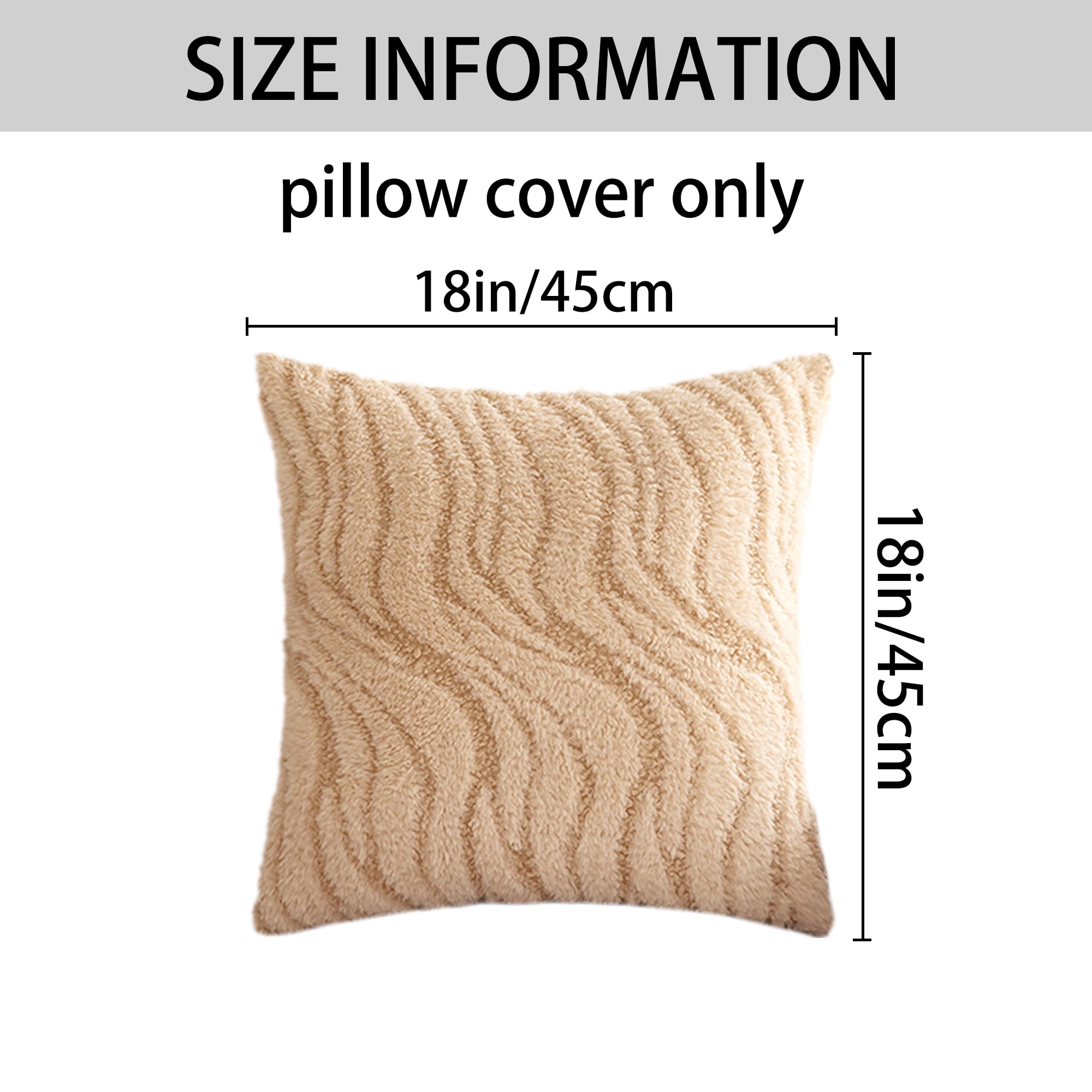 Unique Bargains 2 Pcs Farmhouse Plush Cushion Case Pillow Covers Khaki 18" x 18"