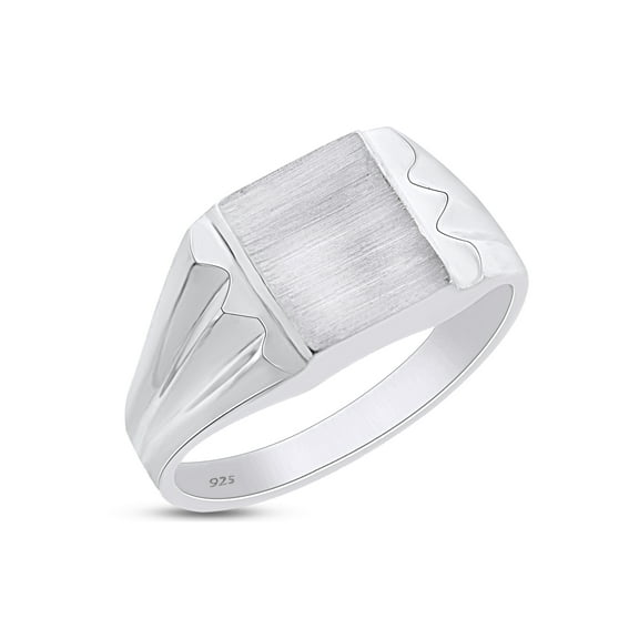AFFY Men's Signet Ring In 14K White Gold Plated 925 Sterling Silver Frank Ring For Men's, Ring Size 7