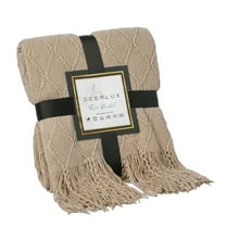 Decorative Throw Blanket  - 50x60in Soft Knit with Delightful Fringe Edges for a Sophisticated and Cozy Touch to Your