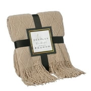 Decorative Throw Blanket - 50x60in Soft Knit with Delightful Fringe Edges for a Sophisticated and Cozy Touch to Your