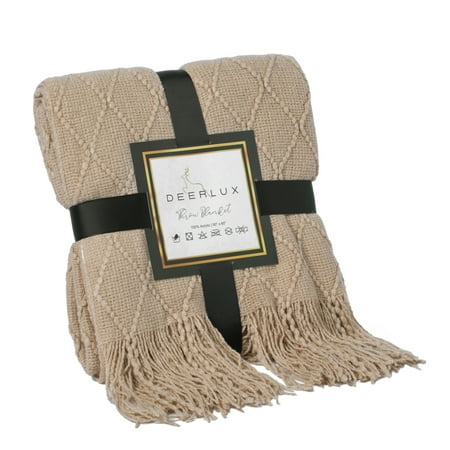 Decorative Throw Blanket - 50x60in Soft Knit with Delightful Fringe Edges for a Sophisticated and Cozy Touch to Your
