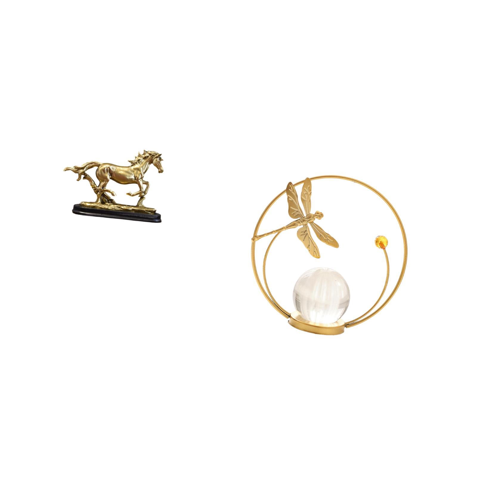 CarpNettore Horse Figurine Resin Miniature Collectible Animal Sculpture Crystal Ball Statue Ornament Artistic Resin Suitable for Gift Giving Home Decor
