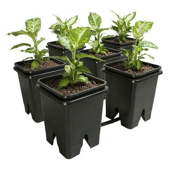 Active Aqua Hydroponic Grow Flow Expansion Kit - 6 Pot System - Ebb & Flow - 5 Gallon Buckets - Black