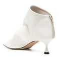 thumbnail image 3 of YDN Women Stylish Peep Toe Ankle Boots Low Kitten Heeled Back Zippers Short Booties Working Daily Casual Shoes Size 7 White, 3 of 4