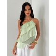thumbnail image 3 of Blusa Verde-2 Con Volantes En Capas, Tirante Delgado, Sin Espalda, 3 of 30
