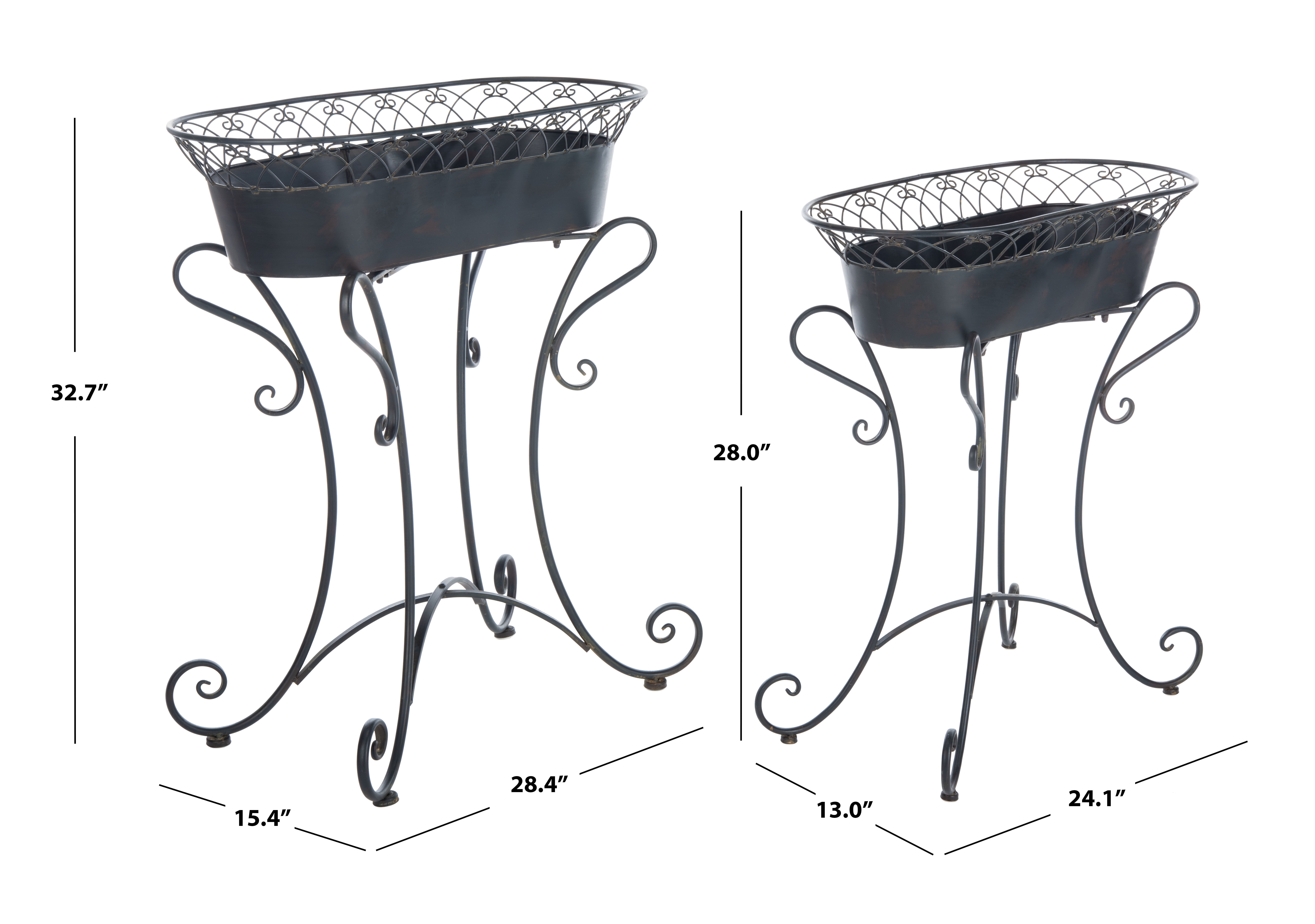 SAFAVIEH Hendrick Solid Outdoor Patio Planters, Black Rust, Set of 2
