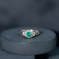 thumbnail image 6 of Rosec Jewels Natural Emerald Flower Engagement Ring for Women - Half Carat - AAA Grade - Emerald and Diamond Ring - with Jewelry Box, 14K White Gold, US 5.50, 6 of 8