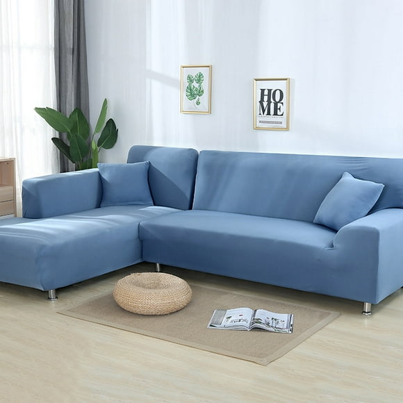 Labymos Elastic Sofa Cover All-Inclusive Universal Cover L-shaped Concubine Sofa Cover Leather Sofa Cover Full Cover Combination Four Seasons Wholesale 08 Gray blue 08 Double seat 145-185cm