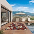 thumbnail image 3 of Red Boho Botanical Outdoor Rug for Patio/Deck/Porch, Non-Slip Large Area Rug 3 x 5 Ft, Southwestern Retro Leaves Ethnic Tribal Indoor Outdoor Rugs Washable Area Rugs, Camping Rug Carpet Runner, 3 of 8