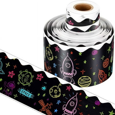 Black - 65 Feet School Themed Decorative Stickers, Confetti Border for Chafing, Room Exhibition Decoration