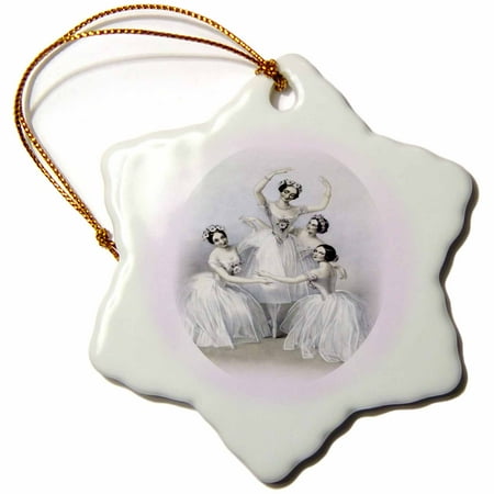 Graceful Porcelain - 3dRose Photo Of 4 Graceful Vintage Ballerinas, Snowflake Ornament, Porcelain, 3-inch