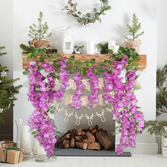 Luluganb Hanging Flowers for Decoration, 6 Feet Artificial Flowers 10 Branches Wisteria Vines Hanging Flowers Silk Wisteria String for Home Garden Party Wedding Decor Light Violet