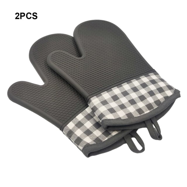 Ruiboury Kitchen Cooking Baking Grilling Gloves Heat Resistant And Comfortable Easy To Clean Silica Gel Safe Grey