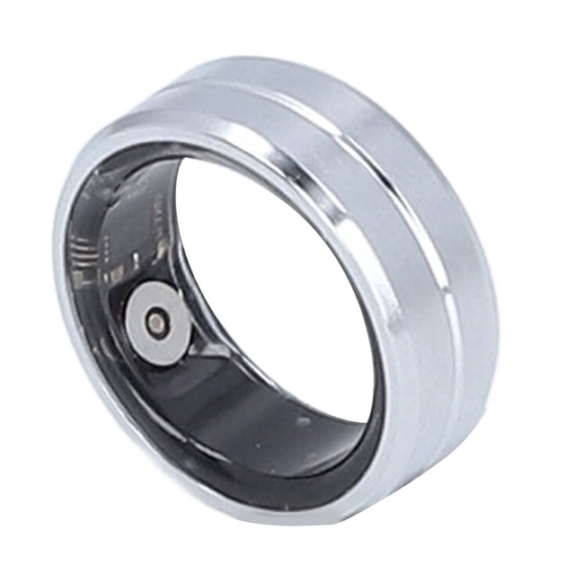 Smart Ring, Energy Saving Rechargeable Connection APP Viewing Lightweight Pedometer Health Tracker Ring for Men Black,Silver