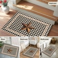 thumbnail image 5 of 2x3 Ft Entryway Area Rug, Texas Star Vintage Kitchen Rug Runner Washable Floor Mat, Retro Country Brown Stars Checkered Non Slip Indoor Door Mat Throw Carpet for Bathroom Living Room Bedroom, 5 of 8