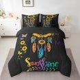 thumbnail image 2 of Erosebridal Dream Catcher Twin Bed In A Bag 7 Piece,Butterfly Sunflower Comforter Set Boho Dreamcatcher Feather Sheet Set,Bohemian Bedding Set Reversible Black, 2 of 4