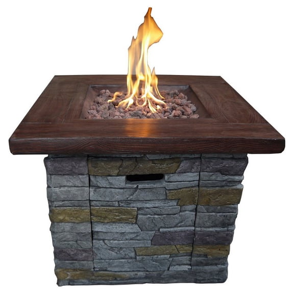 Belmont Home Vesuvius Square Brick Outdoor Gas Fire Pit in Gray/Brown