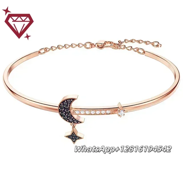 Alta calidad 2025Bracelete de mujer de la serie de baile simbólico Alto con logotipo Original de alta calidad, pulsera de estrella y luna con amor ilimitado, Cr