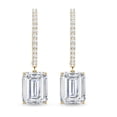 thumbnail image 2 of Rosec Jewels Emerald Cut Moissanite Drop Earrings for Women - 7X9 mm - D-VS1 Grade, 14K Yellow Gold, 2 of 6