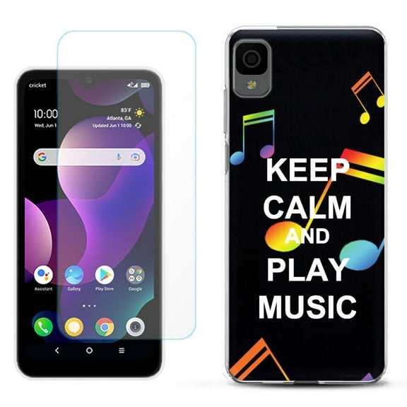 Slim-Fit Gel TPU Phone Case for TCL 30Z / 30 Z / 30 LE, with Tempered Glass Screen Protector, by OneToughShield ® - Keep Calm Music
