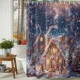 thumbnail image 3 of Shower Curtain 72"W x 96"L Winter Christmas Gingerbread Men House Snowflake Night Fabric Shower Curtains Set with Hooks Water Repellent Bathroom Curtains Machine Washable Bathroom Accessories, 3 of 9