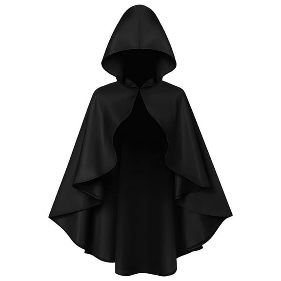 JFGHDG Cowl Hood Cowl Hooded Cape Black Cape Women Mens Tunic Poncho Men Hooded Cloak Ponchos Adult Black a