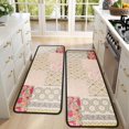 thumbnail image 4 of Kitchen Rugs Sets Of 2,Pioneer Flower Floral Print Pattern Anti Fatigue Kitchen Mat Rugs Non Slip Washable,Decorative Kitchen Floor Mats for Kitchen,Sink,Laundry,17"x47"+17"x47", 4 of 5