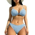 thumbnail image 2 of SROBPTY Swimsuit for Women, Women's Bikini Swimsuits, Women's Fashion 2 Piece Split Bikini Swimsuit Set Bathing Suit Sky Blue,L, 2 of 4