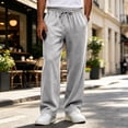 thumbnail image 2 of Leidass Baggy Sweatpants Straight Leg Open Bottom Sweatpants with Pockets Loose Fit Elastic Waist Sweat Pants Light Gray S, 2 of 8