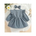 thumbnail image 3 of xiaxaixu Bébé Fille Robe de Couleur Unie Manches Longues Robe Arc Bandeau Cadeaux, 3 of 9