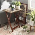 thumbnail image 5 of Linon Home Decor Tray Table Set, Faux Marble, Brown, 5 of 5