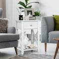 thumbnail image 4 of Costway Nightstand Sofa Side End Table with Drawer & Shelf Bedroom Furniture White, 4 of 9