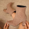thumbnail image 6 of Lepsheexh Shoes for Women Autumn Winter Round Toe Chunky High Heel Fashionable Casual Short Tube Ankle Boots Versatile Daily Footwear, 6 of 9