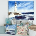 thumbnail image 3 of Designart Phare sur l'île rocheuse avec des mouettes ART MURAL À CADRE FLOTTÉ, 3 of 4