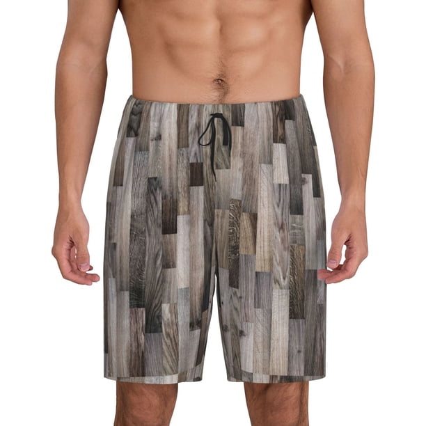 Fotbe Wooden Texture Pantalones Cortos de Pijama para Hombre, Ropa de Dormir, Pantalones de Pijama Cortos para Hombre-X-Large