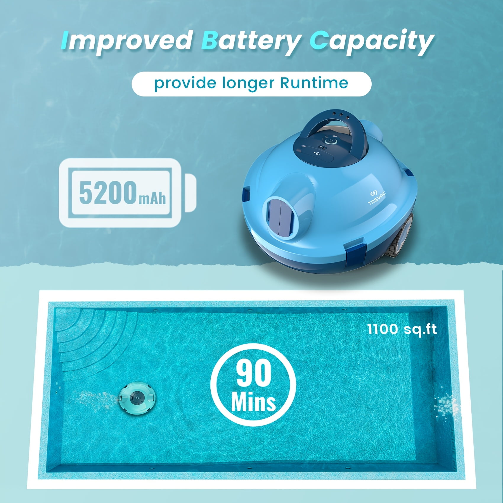 General 2025 Cordless Robotic Pool Cleaner - 90-Min Runtime, Auto Vacuum, Self-Parking, Lightweight for In/Above Ground Pools up to 65ft