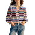 thumbnail image 4 of kaondbfi Women Cotton Shirt Printed Fashion Button Down Shirts Casual Tops Long Sleeve Blouse Womens Fashion Summer Essentials Clothing, 4 of 7