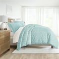 thumbnail image 3 of Noble Linens Pale Blue Wheatfield Pattern Duvet Set 3-Piece Duvet Cover Set, Full/Queen, 3 of 10