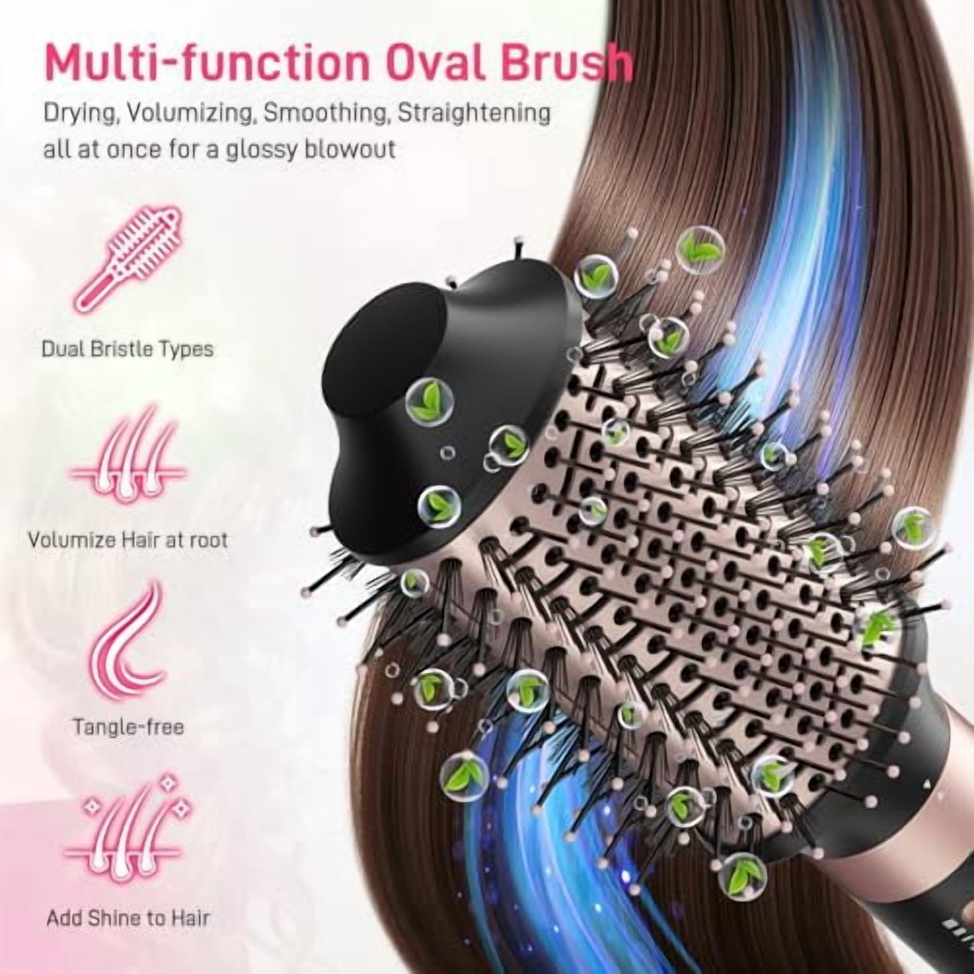 5 in 1 Dual Voltage Hot Air Styler, Professional Hair Dryer Brush for Fast Drying, Curling, Straightening & Volumizing Low Heat Damage, Negative Ions
