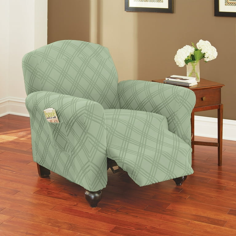 Collections Etc Diamond Quilted Stretch Recliner Cover With Storage