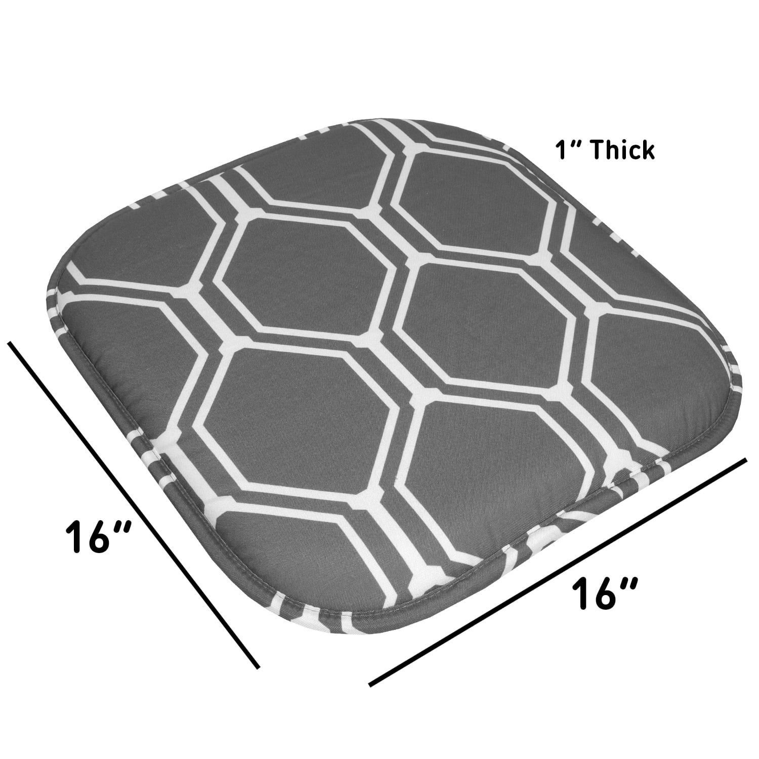 Mirage Hexagonal Print Memory Foam Chair Pads 12 Pack Gray/White