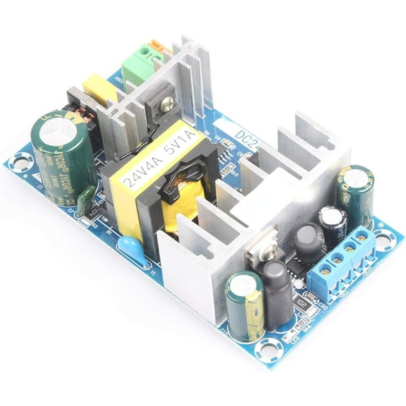 AC to DC Isolated Power Supply Module DC 24V 4A 5V 1A Dual Output Power AC 120V (90-256V) 50-60Hz to 24V 5V 120W Industrial Power Module (Dual Output 24V 4A, 5V 1A, Blue)