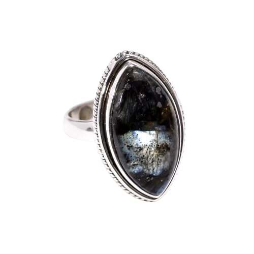Natural Larvikite Gemstone 925 Sterling Silver Statement Ring Gift Jewelry for Her