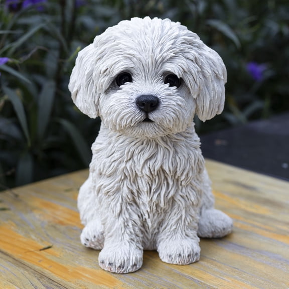 SOREAL White Baby Maltese | Handpainted Decorative Puppy Statue for Home & Garden Decor | Premium Polyresin Dog Statue | Gift for Dog Lovers | Weather-Resistant Indoor/Outdoor Decor