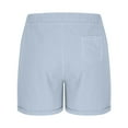 thumbnail image 5 of USNSM Mens Casual 5" Cotton Linen Shorts Elastic Waist Drawstring Loose Breathable Summer Beach Shorts with Pockets Blue XXXL, 5 of 9