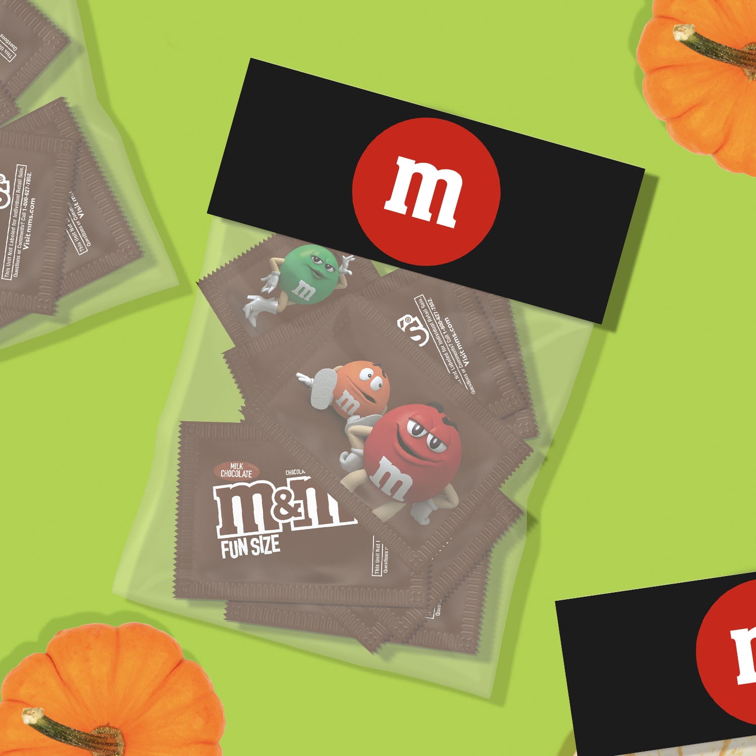 A small pack, Halloween version of M&M chocolate candy Stock Photo