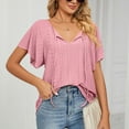 thumbnail image 6 of WIZUTIZ Womens Tops up to 60% Off Plain Ultra Soft Linen Lightweight Blouse Short Sleeve Summer-Beach Ladies Tee Plus Size Solid Tshirt Cotton Soft Elegant T-shirt Vintage V-Neck Tshirts Tops Pink, 6 of 6